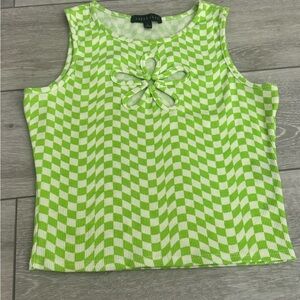 Trendy Green Checkered Top